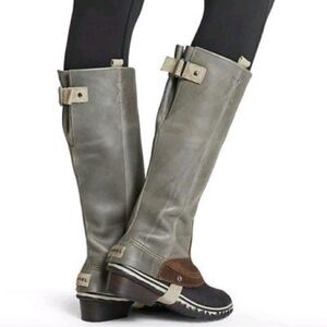 Sorel Womens Slimpack Tall Riding Boot Size 9.5 Gray Waterproof Equestrian